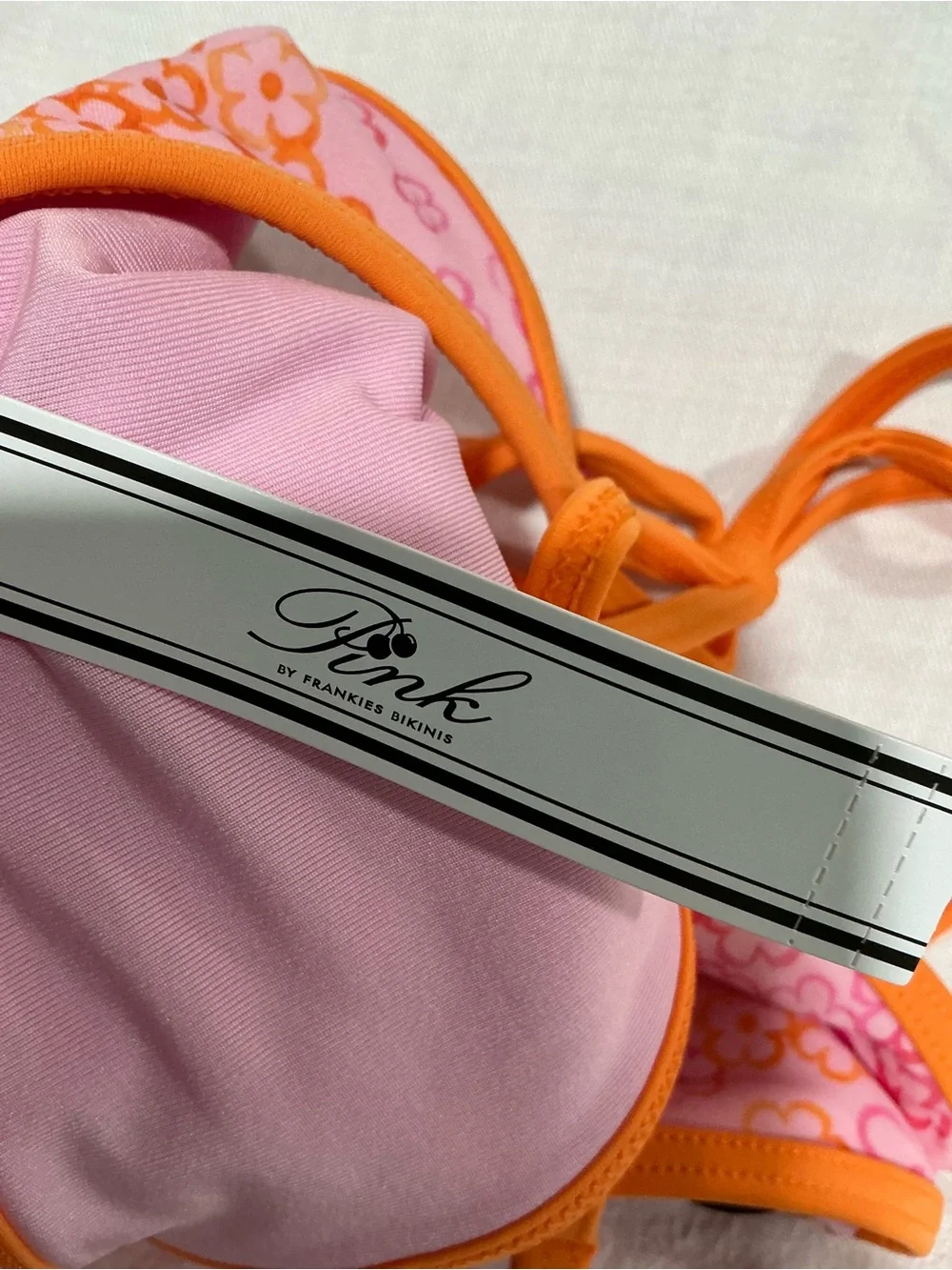 🤎 NWT Pink By Frankie’s Bikinis Monty Bikini Bottom V-Dip Waist Floral (00886)